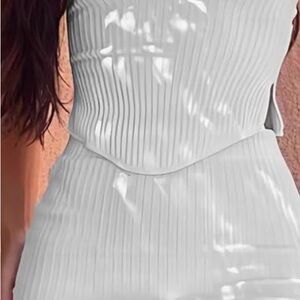 Wedding Girls Day White Pleated Ribbed 2 Piece Dress **NWT**